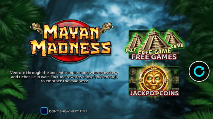 Mayan Madness - main menu with Mayan theme